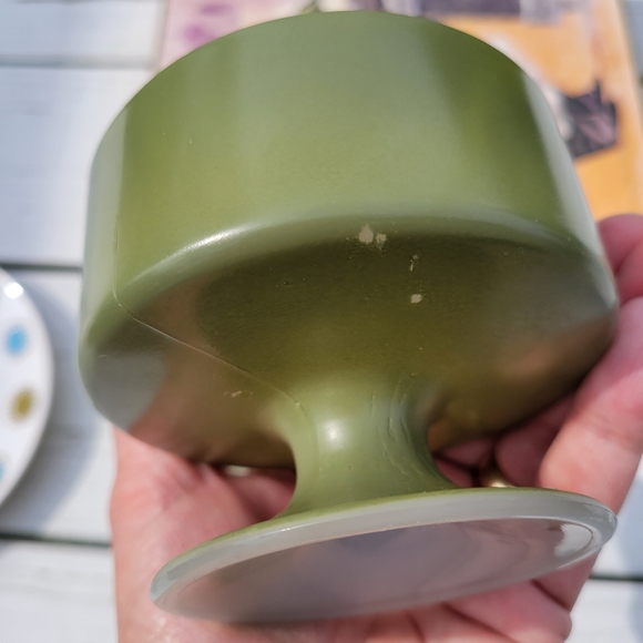 Vintage Federal Glass Pedestal Bowls (2) ~ Avocado Green ~ Dessert  Salsa ~ Cute - Picture 15 of 16